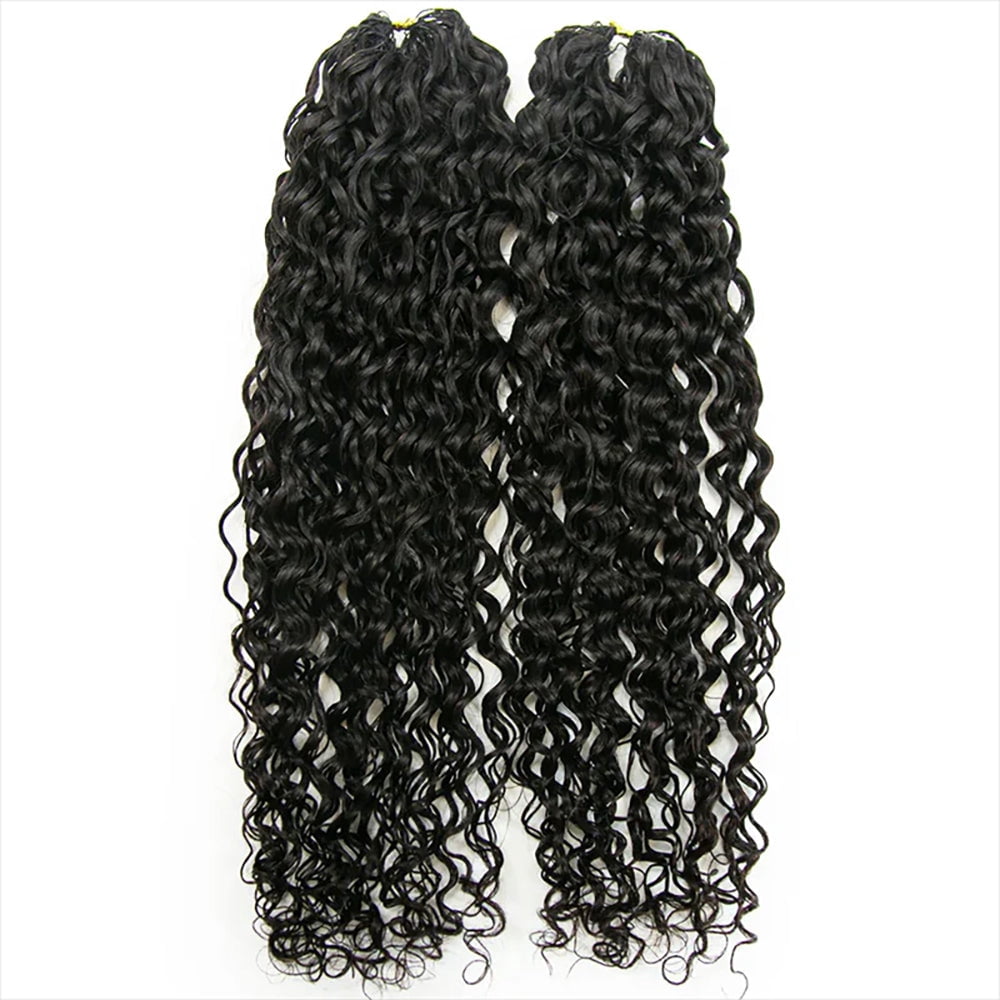 Ustar 100% Human Hair Crochet Extensions - Water Wave Boho Braiding Hair (50g/Pack)