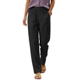 thumbnail image 2 of Oiangi Pants for Women Elastic Waist Straight Leg Pant Fall Casual Daily Wear Trousers with Pockets Black S, 2 of 6