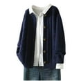 thumbnail image 2 of Wzzjkit Vêtements d'Automne Mode Femme Couleur Unie Cardigan à Manches Longues Chandail Col Rond, 2 of 6