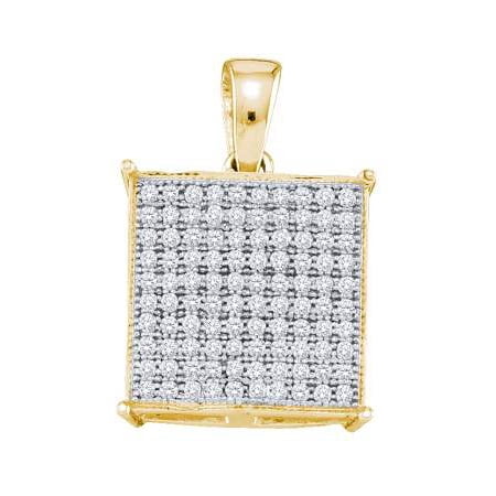 10K Yellow Gold 0.30ctw Fancy Sleek Micro Pave Fashion Diamond Square Pendant