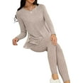 thumbnail image 3 of LilyLLL Womens Long Sleeve T Shirt Leggings Pants 2pcs Striped Loungewear Pajamas Sleepwear, 3 of 4