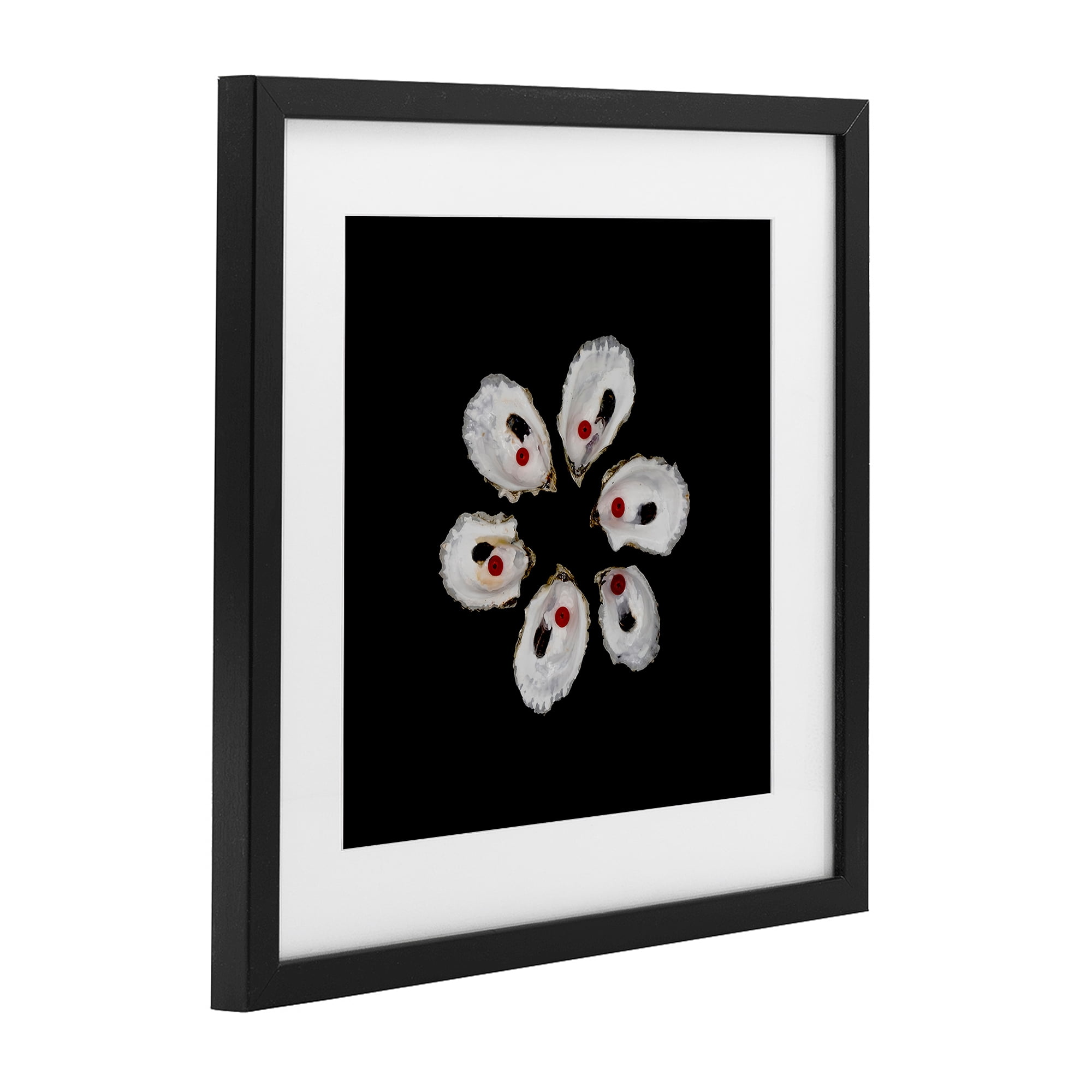Stupell Industries Oyster Shells Symmetry Black Framed Print Under Glass, design by Beth Adoette