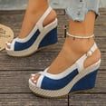 thumbnail image 5 of Hurxie Womens Wedge Sandals Peep Toe Espadrilles Platform Ankle Strap Slingback Comfort Summer Dressy Shoes Blue 38, 5 of 7