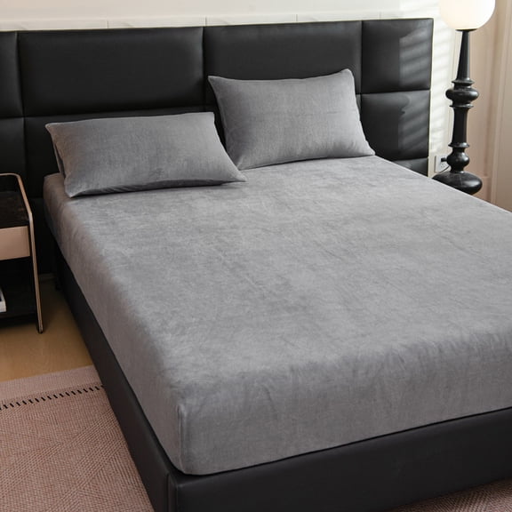 LANYC OMGYL 1 PC Queen Sheet Plush Velvet 60x80 11.82in Light Gray