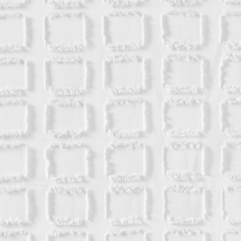 MAYEERTY Woven Clipped Solid Shower Curtain, 72" x 72", Machine-Washable, White