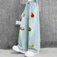 thumbnail image 5 of Eltusu Girls Jeans, Relaxed Fit Wide Leg Elastic Waist Printed Denim Pants Blue Size 14-16 T, 5 of 7