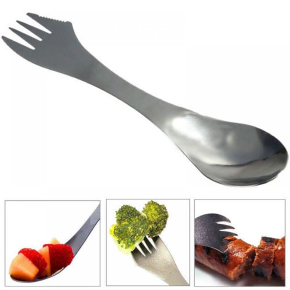 Xuniu 3 in 1 Stainless Steel Fork Spoon Outdoor Camping Hiking Cookout Picnic Spork Silver 20x3.5cm/7.87x1.38