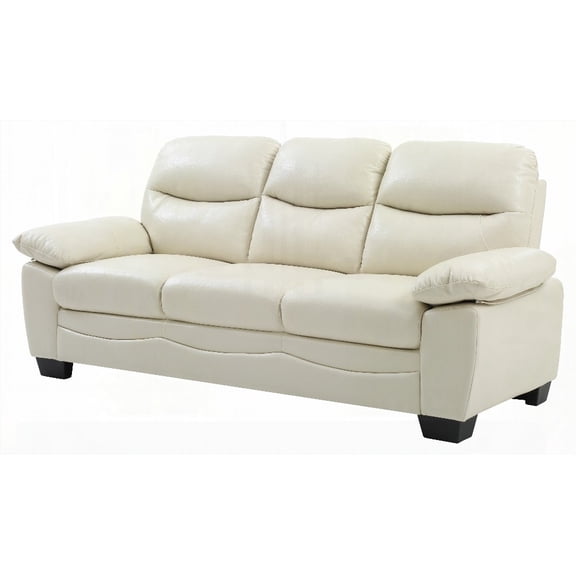 Modern Minimalist Leather 3-Seater Sofa 78"W with Durable Pocket Coil Spring