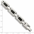 thumbnail image 3 of Stainless Steel Brushed And Polished Black Carbon Fiber Inlay 9In Bracelet (9 X 13) Made In China -Jewelry By Sweet Pea, 3 of 6