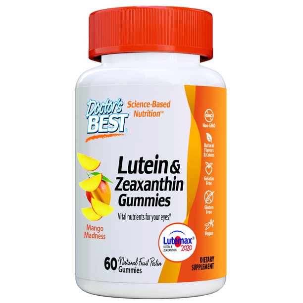 Doctor's Best Lutein & Zeaxanthin Fruit Pectin Gummies, Vegan, Mango