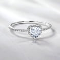 thumbnail image 2 of JeenMata Anillo de Bodas de Oro Blanco de 18 K sobre Plata con Circonita Cúbica y Piedra Natal de Abril en Forma de Corazón de 1 Quilate, 2 of 6