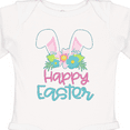 thumbnail image 4 of Inktastic Happy Easter with Bunny Ears and Flowers Boys or Girls Long Sleeve Baby Bodysuit, 4 of 5