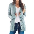 thumbnail image 1 of Suéter de punto trenzado de manga larga para mujer, cárdigan de frente abierto, ropa exterior suelta Xishao ropa, 1 of 2