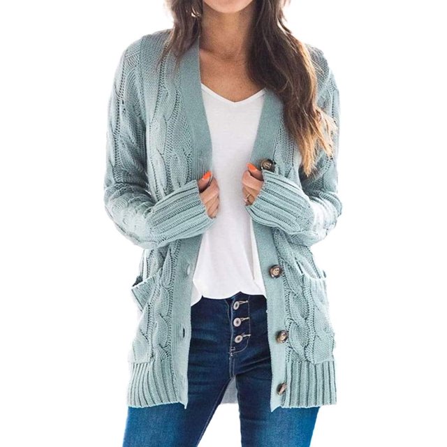 Suéter de punto trenzado de manga larga para mujer, cárdigan de frente abierto, ropa exterior suelta Xishao ropa