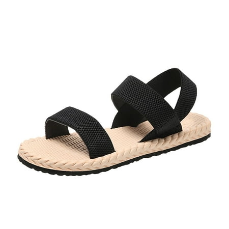 

YanHoo Women s Flat Sandals Open Toe Two Strap Sandals Summer Casual Beach Soft Shoes