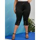thumbnail image 2 of Botón Mock Botón Mock Capri Leggings Rosegal Leggings de talla grande, 2 of 5