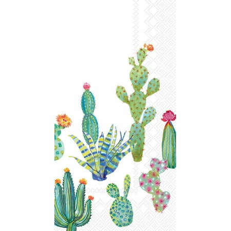 Boston International IHB 3-Ply Paper Napkins, 20-Count Guest Size, My Little Green Cactus