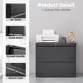 thumbnail image 4 of 2 Drawer File Cabinet, File Cabinets for Home Office, Printer Stand, File Cabinet with Lock, Lateral Filing Cabinet for A4/Letter/Legal Size File Folders, Assembly Required(Black), 4 of 9