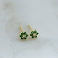 thumbnail image 2 of Women's Round Cut Emerald Flower Stud Earrings 14K Yellow Gold Plated Silver, 2 of 2