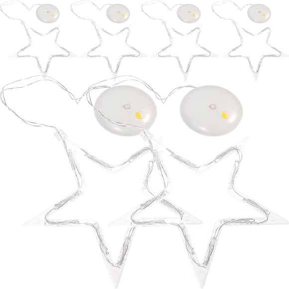 OULII 6 Pcs Lumières de Fenêtre de Noël à Piles Étoiles Multicolores Suspendues pour Décoration Festive de la Maison