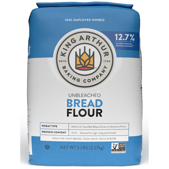 King Arthur Baking Company Non-GMO Project Verified, Certified Kosher Unbleached Bread Flour, 5 lb Bag