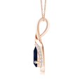 thumbnail image 2 of ANGARA Natural Pear-Shaped Blue Sapphire and Diamond Loop Pendant in 14K Rose Gold for Women (Size-7x5mm) | September Birthstone, Anniversary, Jewelry Gift for Women | Natural Blue Sapphire Necklace, 2 of 7