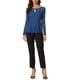 thumbnail image 2 of INSPIRAR CHIC Blusa de Mujer con Encaje y Abertura Frontal, dobladillo Peplum, Manga Larga Transparente XL Azul Real, 2 of 6