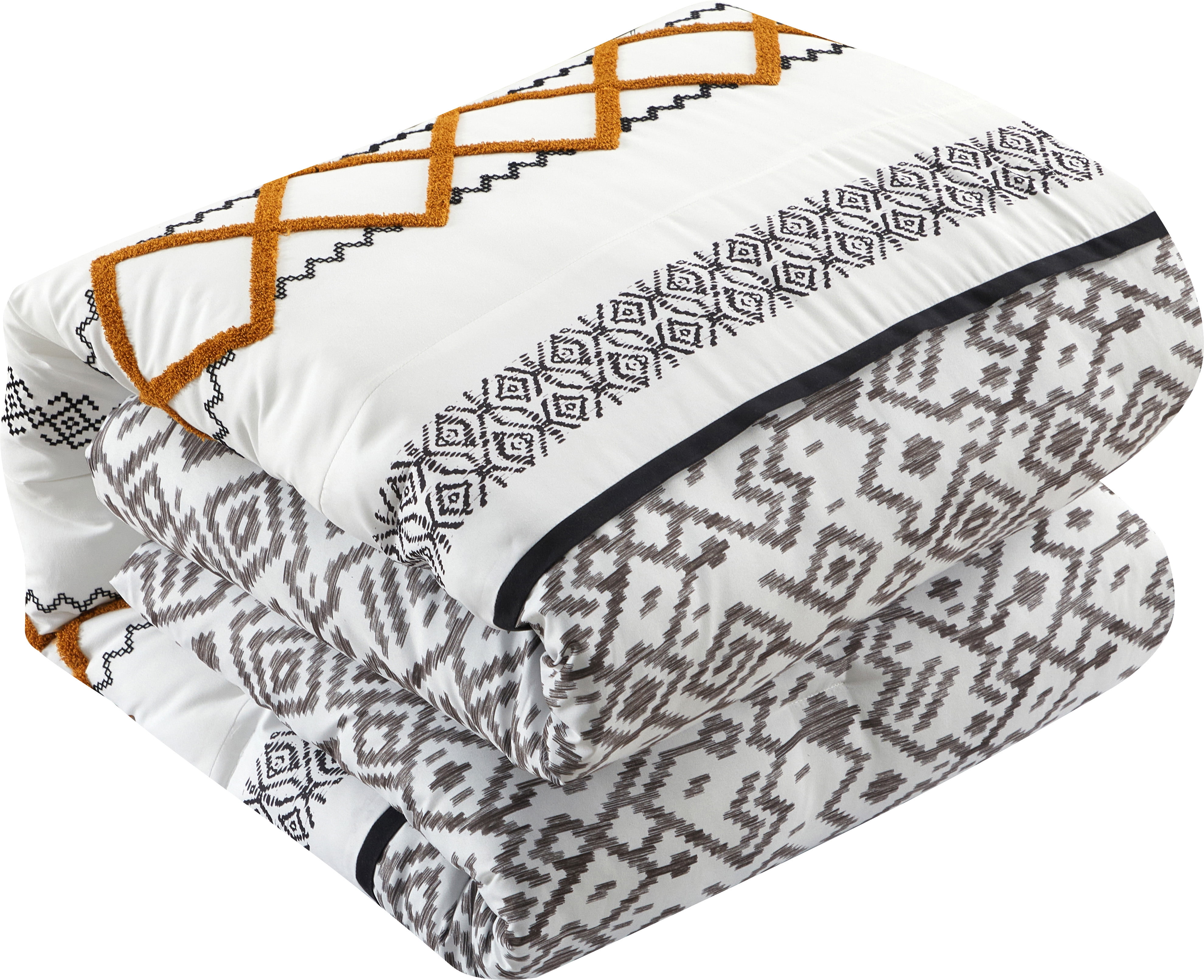 Nanshing Jamie 7 Piece Geometric Comforter Set, Black/Gold, King