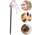 thumbnail image 3 of Unique Bargains 1 Pc Hair Chopstick Classic Retro Style Tassel Hair Hairpin Black Pink White, 3 of 5