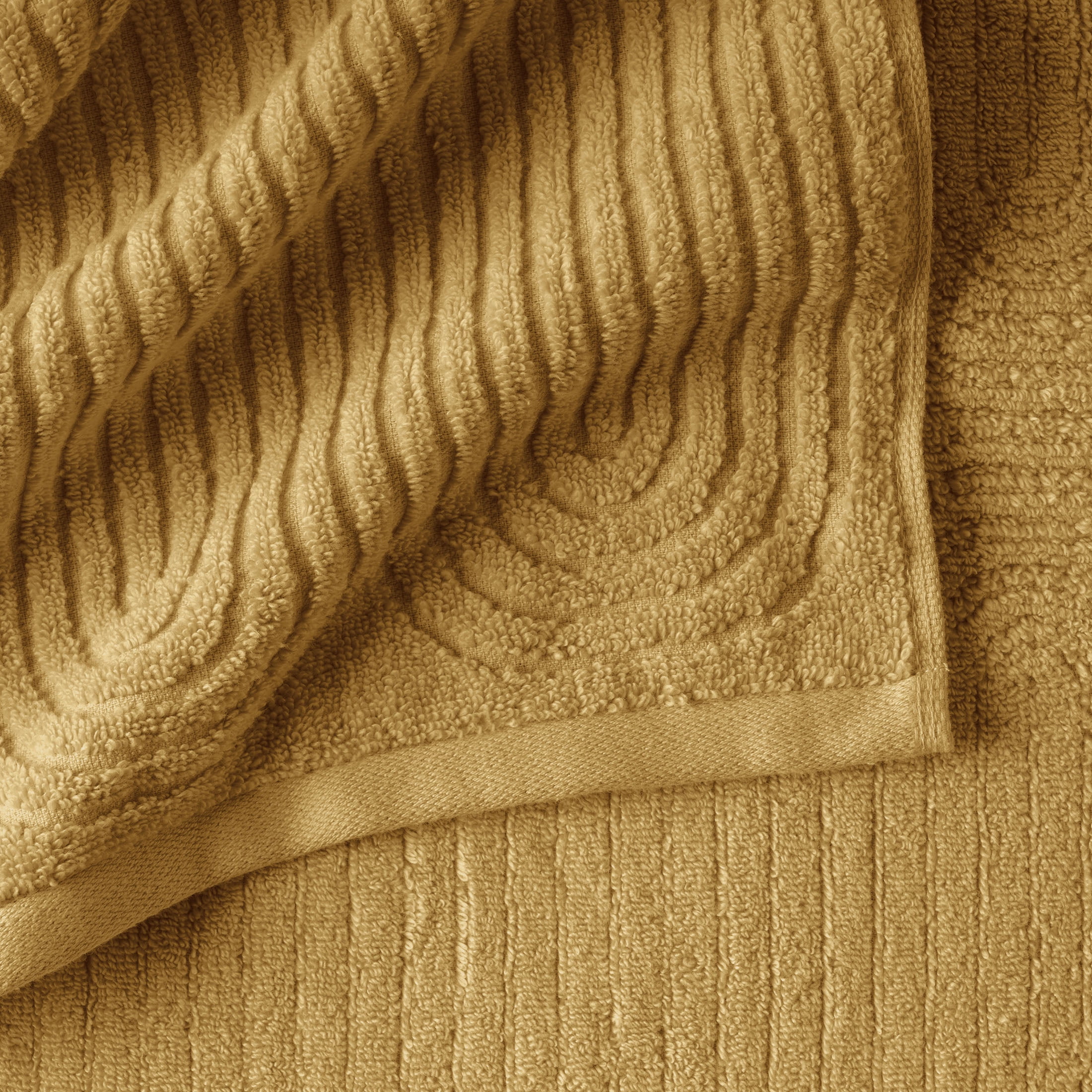 Beautiful by Drew Barrymore Textured Hand Towel, Soft 100% Cotton, Amber Yellow