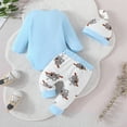 thumbnail image 5 of Byoo Koala Print New Born Girls Outfits Long Sleeve Crew Neck Onesies Pants Hat 3PCS Baby Clothes Set Soft Daily Outfits Set, 5 of 7