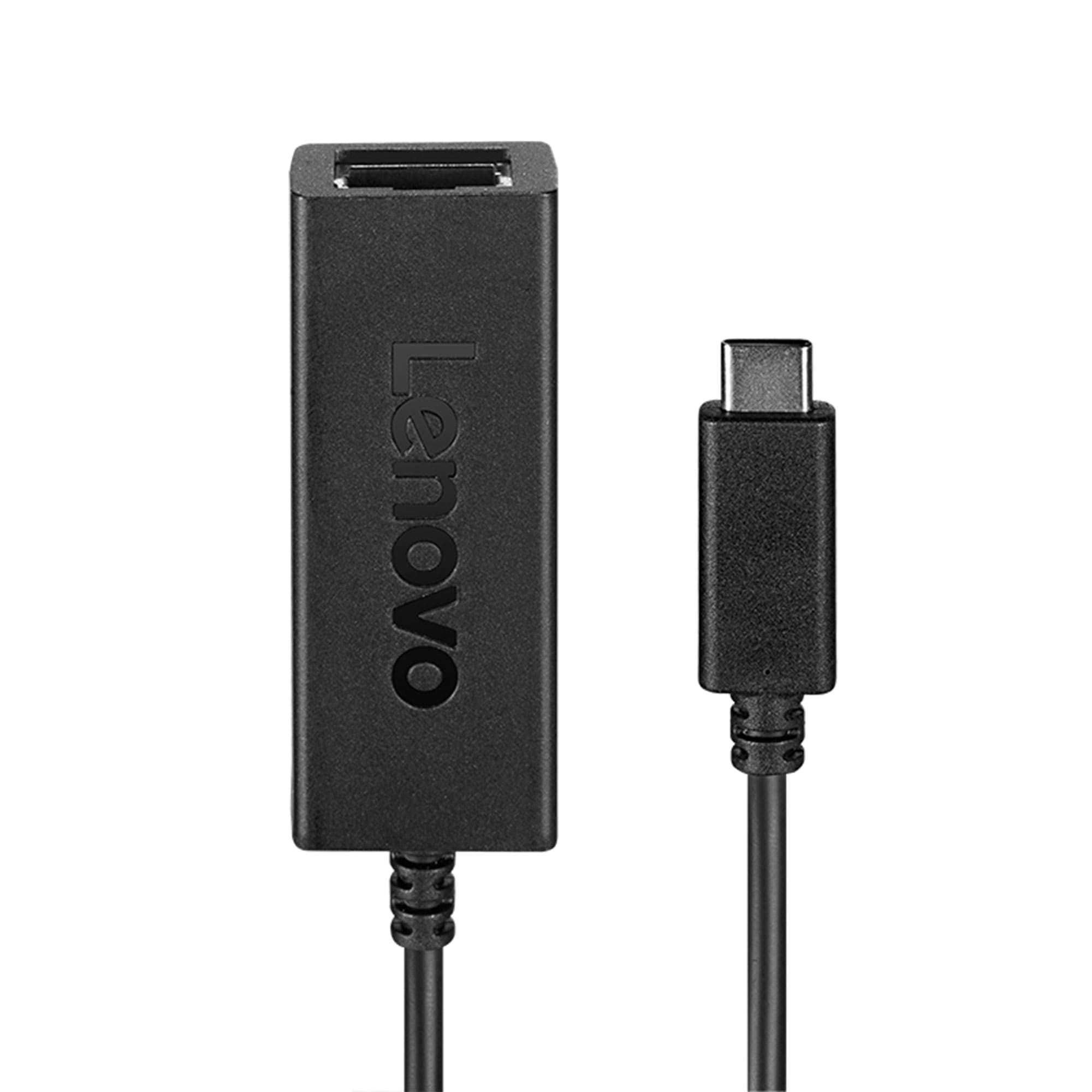 Lenovo USB-C to Ethernet Adapter - RJ-45/USB Network Cable Notebook - First End: 1 x Network - Female - Second End: 1 x USB Type C - Male - 100 Mbit/s - Black - Walmart.com