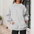 thumbnail image 6 of uvwlwu Women's Sweatshirt Neck Long Sleeve Loose Fit Soft Casual Kangaroo Pocket No Hood,S, 6 of 7