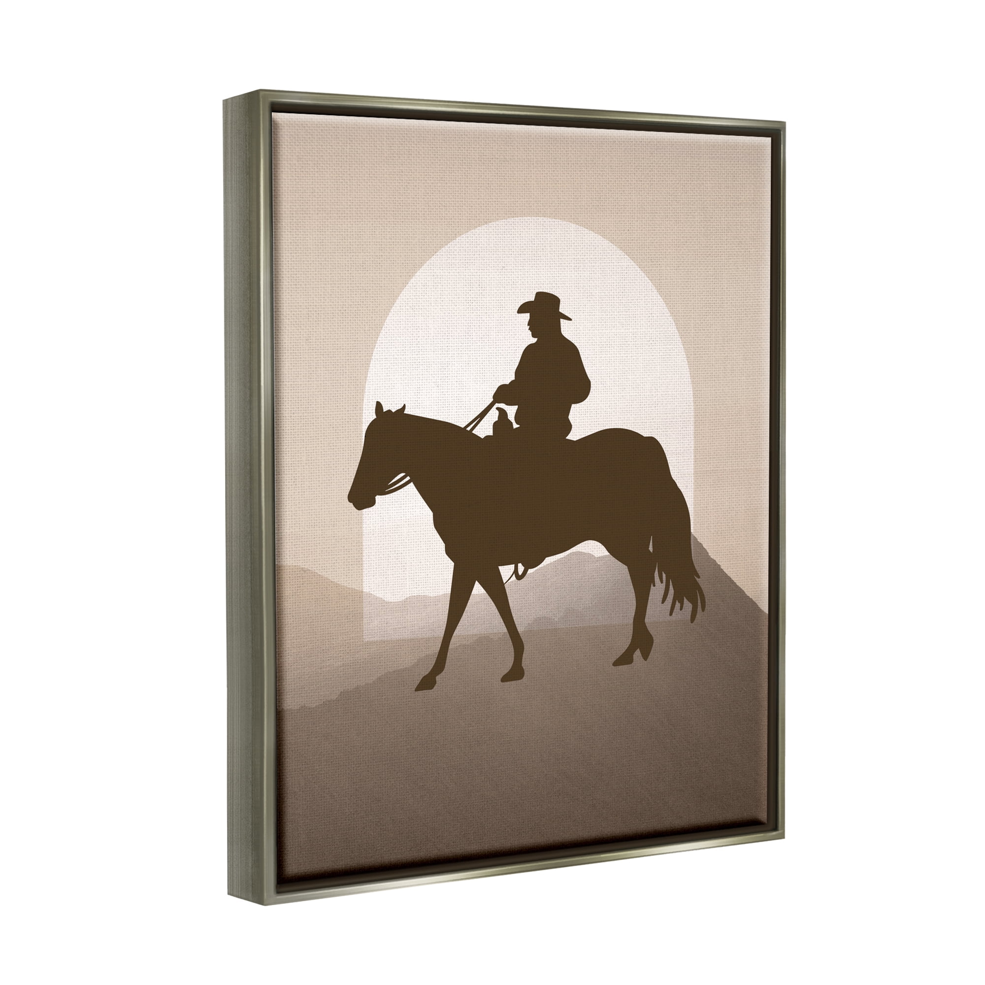 Stupell Industries Cowboy & Mountains Animals & Insects Painting Gray Floater Framed Canvas Art Print Wall Art, 25 x 31