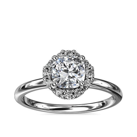 0.90 Carat Cushion Natural Diamond Beautiful Halo Engagement Rings Solid 14K White Gold Size 7