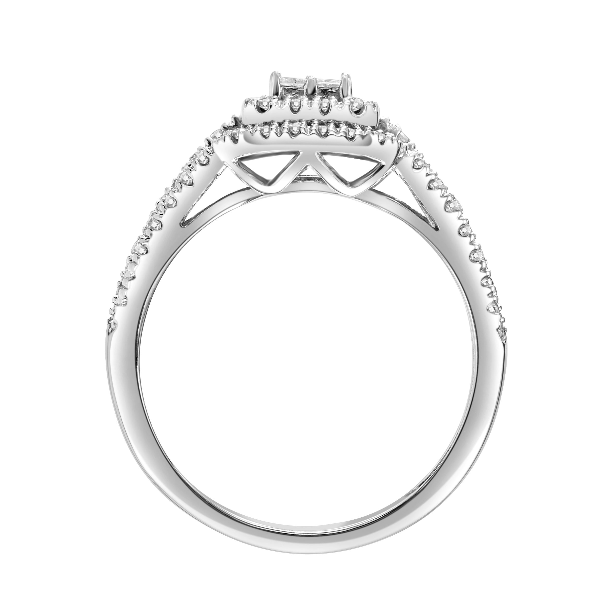 3/8ctw 10KT White Gold Emerald-Shape Genuine Certified Diamond Limited Edition Ring by Keepsake