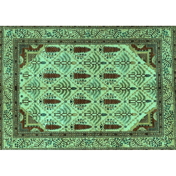 Ahgly Company Machine Washable Indoor Rectangle Abstract Turquoise Blue Modern Area Rugs, 8' x 10'
