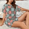 thumbnail image 4 of Rateoe Colorful Checkered for 2 Piece Short Sleeves Pajama Sets Casual Lounge Sleepwear Ladies Pjs Sets with Pocket-3X-Large, 4 of 6