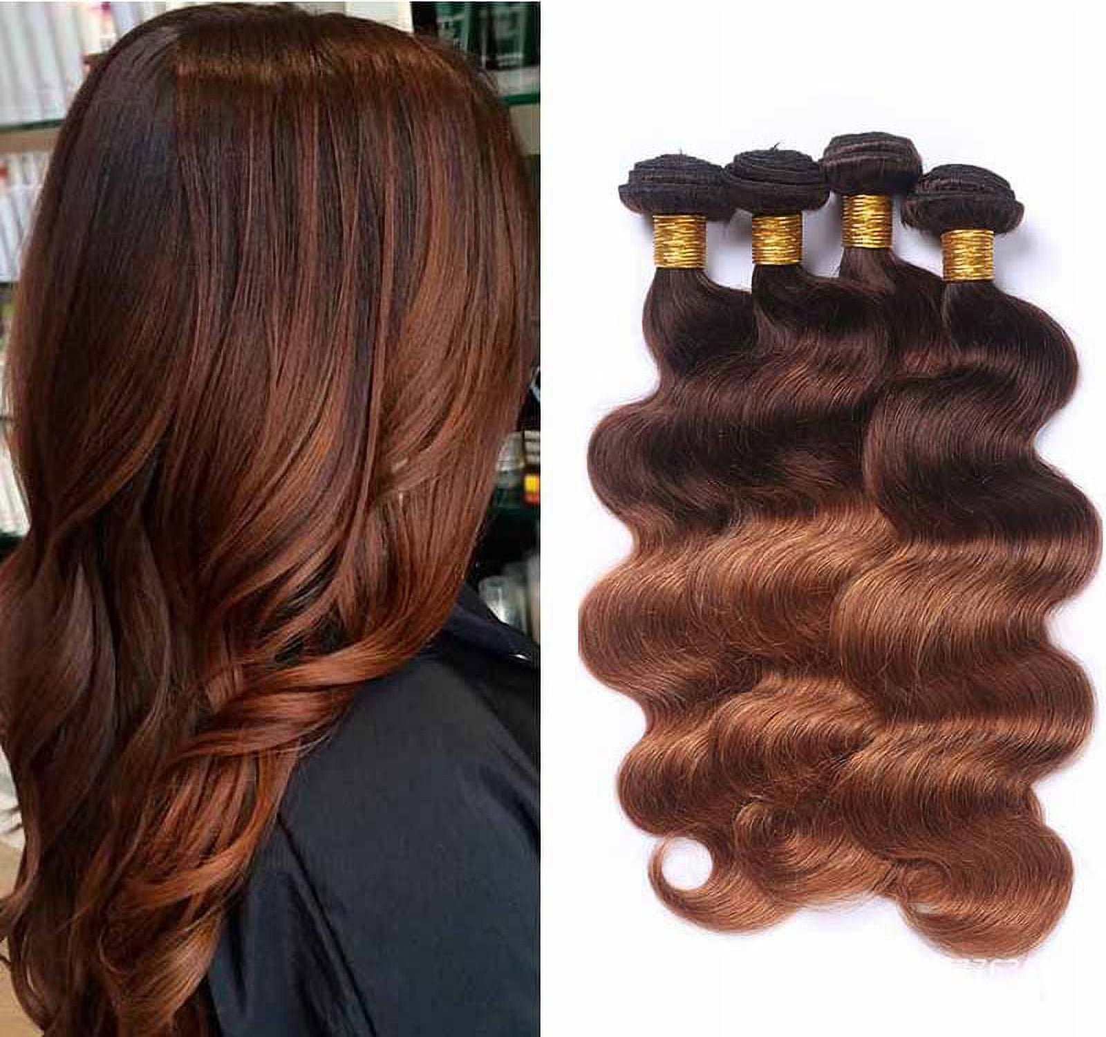 Ombre Brazilian Body Wave Hair T4/30 Medium Brown/Medium Auburn 3 Bundles Brazilian Remy Virgin Human Hair Weave Bundles 100% Unprocessed Body Wave Human Hair Extensions 10"12"14"