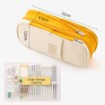 thumbnail image 2 of Tignapoo Premium Dual-Layer Canvas Pencil Case with Mesh Top, Multi-Compartment Design for School & Office, Durable Zipper Closure, 22x11x6.5cm, Available in Ginger, Light Camel, Pink, Gray, Light, 2 of 7