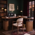 thumbnail image 4 of GODPAW L-Shaped Electric Standing Desk with Storage, 61.8" x 55.1", Height Adjustable, Walnut, 4 of 9