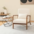 thumbnail image 3 of Costway Set of 2 Accent Chairs Leisure Armchair with Rubber Wood Frame&Lumbar Pillow Beige, 3 of 8