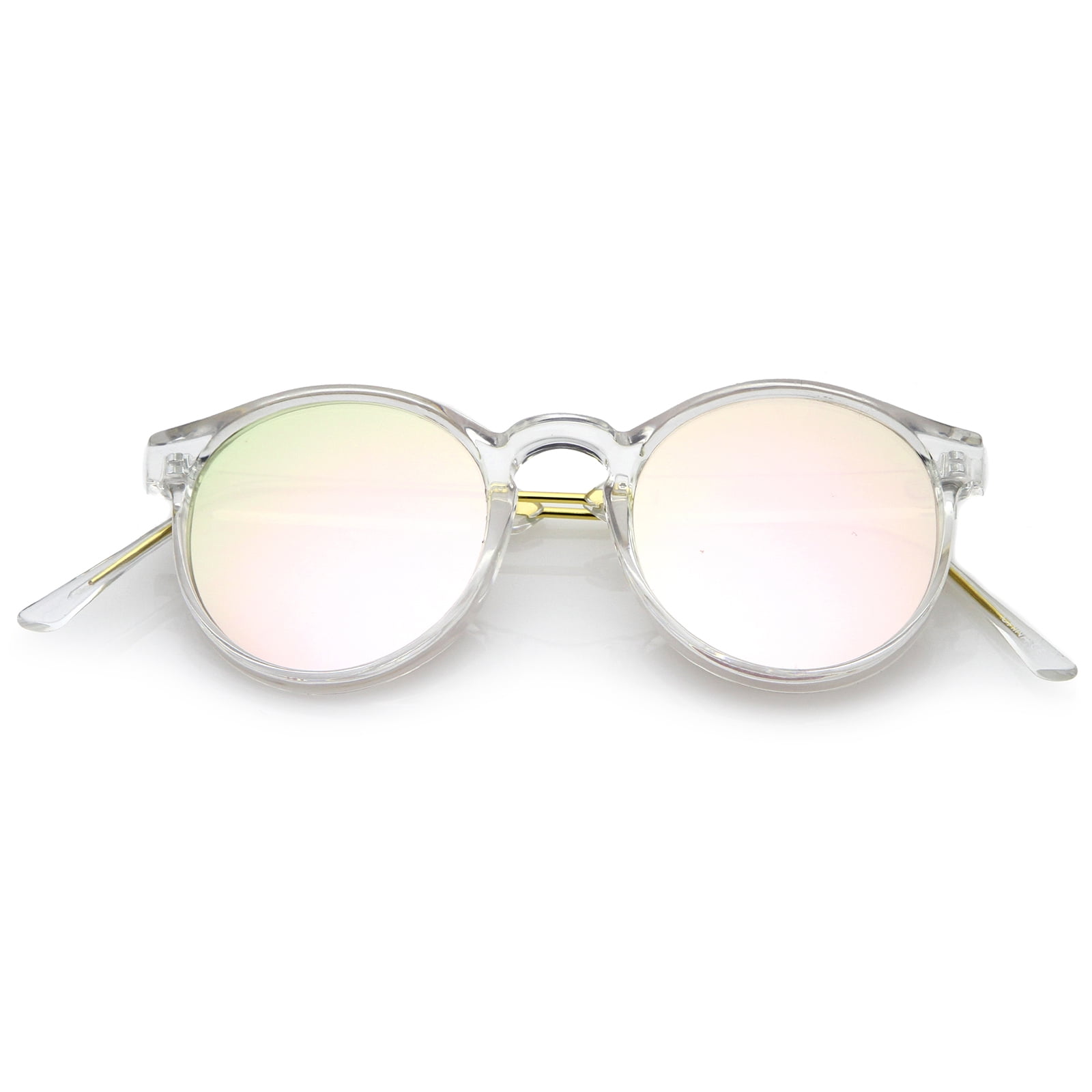 sunglass.la sunglassLA Clear Frame Metal Temple Color Mirror Flat