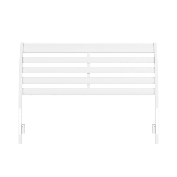 Solid Wood Headboard - French Country Style Bed Frame with USB Charger - White Finish