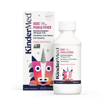 KinderMed Kids Pain and Fever, Oral Suspension,  Cherry Flavor, 4 oz (118 mL)