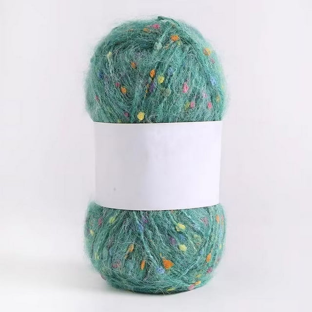 Nvzi Rollo de 50 g de hilos de mohair con puntos de colores, hilo suave para tejer a mano, crochet, para bufandas, chales y manualidades, color verde lago