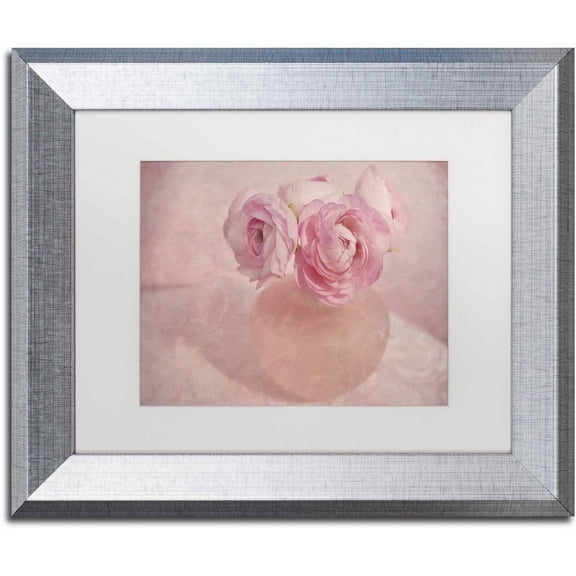 Trademark Fine Art 'Pink Ranunculus Bouquet' Canvas Art by Cora Niele, White Matte, Silver Frame