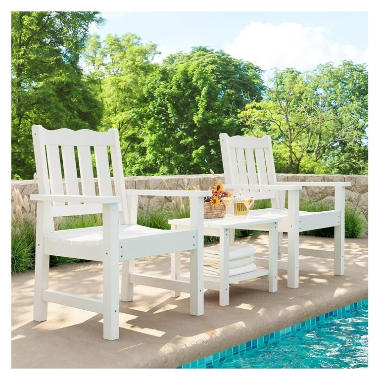 All-Weather Patio Chairs Set of 2, HIPS Outdoor Chairs with 400