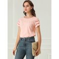 thumbnail image 2 of INSPIRE CHIC Blusa De Encaje De Crochet Manga Corta Sólida Para Mujer Rosa M, 2 of 6