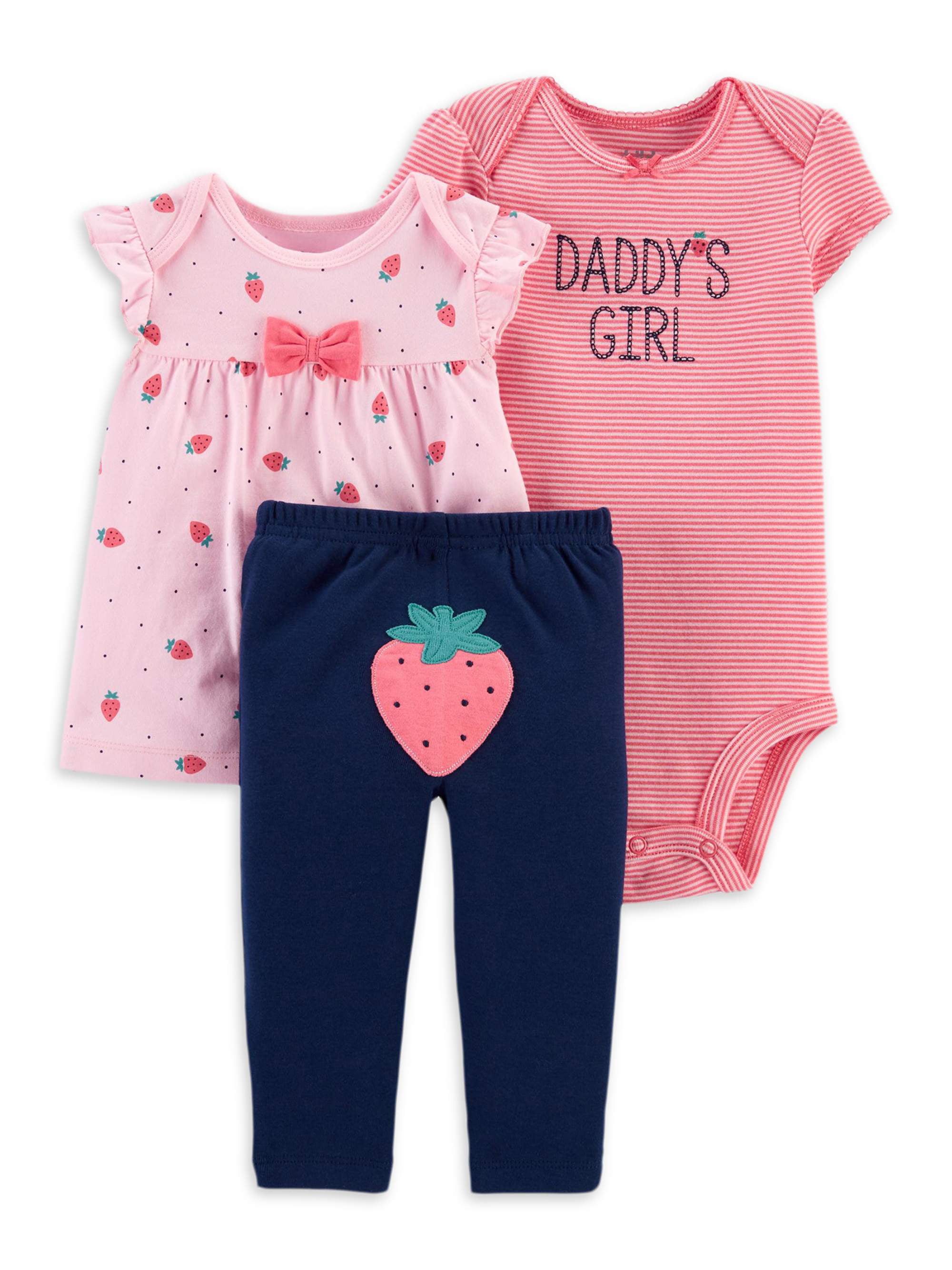 NEW CHILD OF MINE BY CARTERS BABY GIRL 12 MONTHS 3 PC BODYSUIT T-SHIRT & PANTS